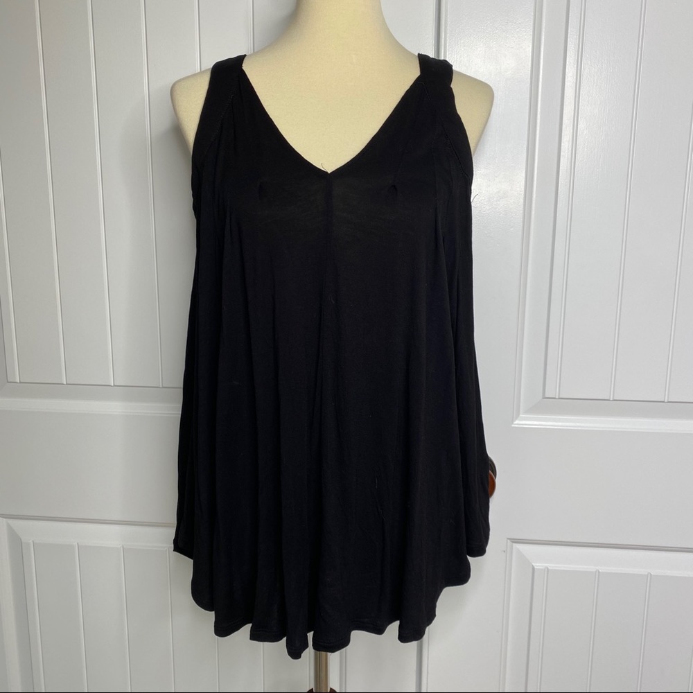 Anthropologie Black Sleeveless V-Neck Swing Tank